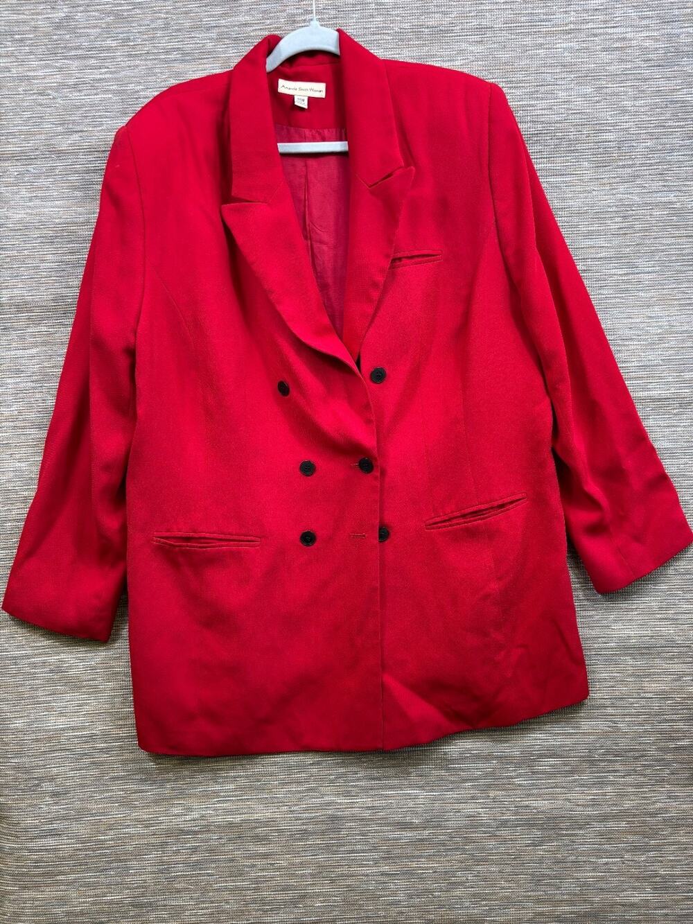 Vintage Amanda Smith Blazer Jacket Womens Size 20W Red Double Breasted Tuxedo